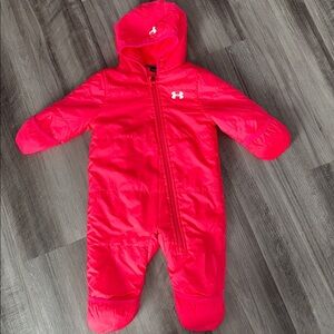Under Armour snowsuit bunting neon pink baby girls 3-6 months puffer winter